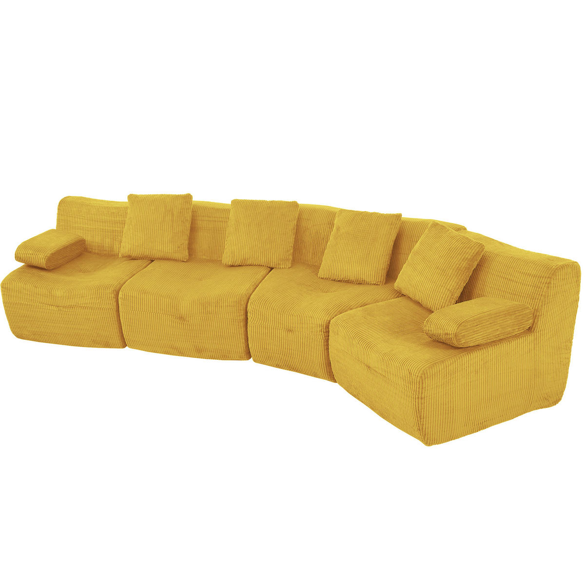 4-SITZER-SOFA modular Cord Kompression, DE-42936, Yellow - Gelb, Textil (311/65/90cm) - ComfortXL