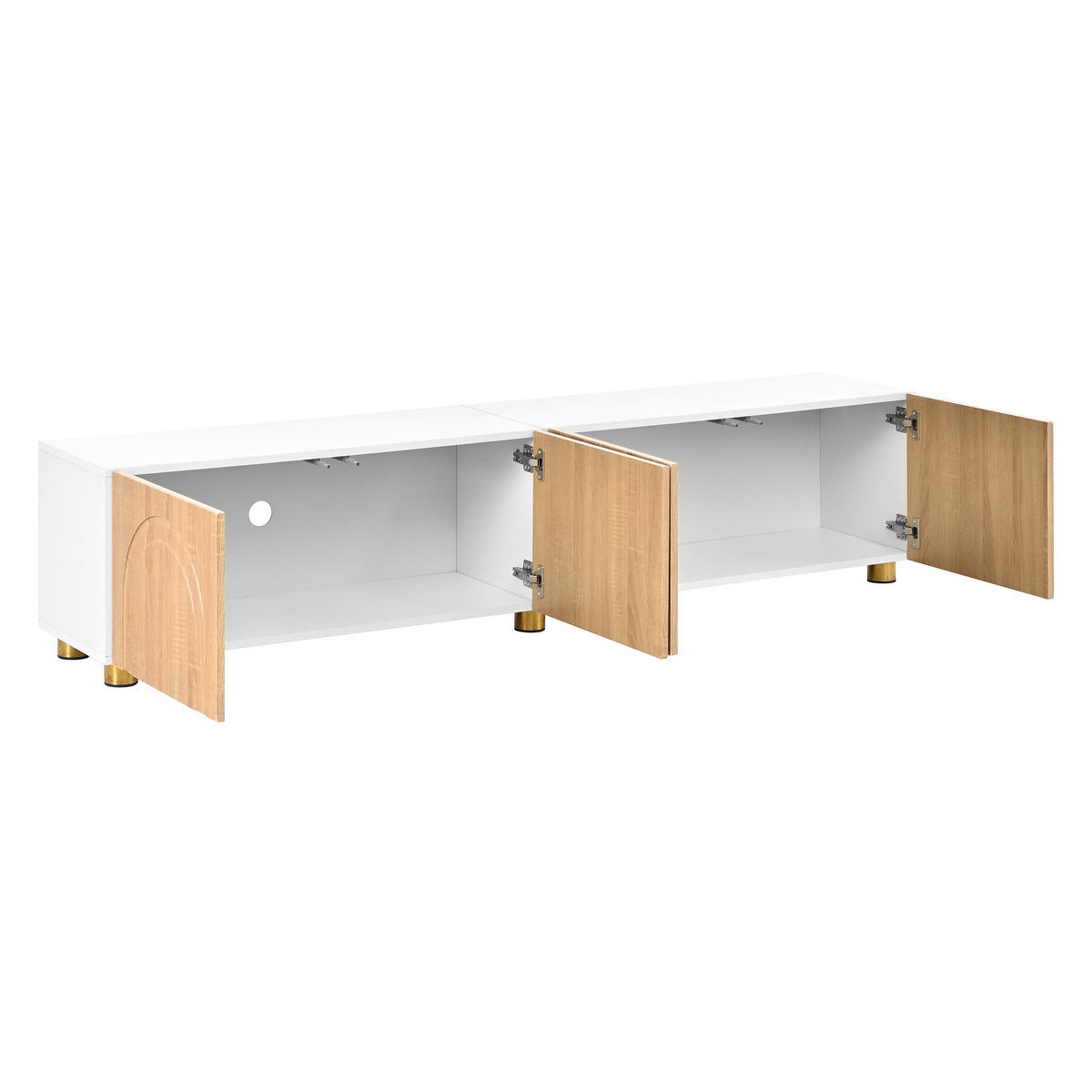 TV-SCHRANK 180/35/40 cm Natürlich mit 4 Türen und Metallfüße - Weiß, Holzwerkstoff/Metall (180/40/35cm) - Oxeza
