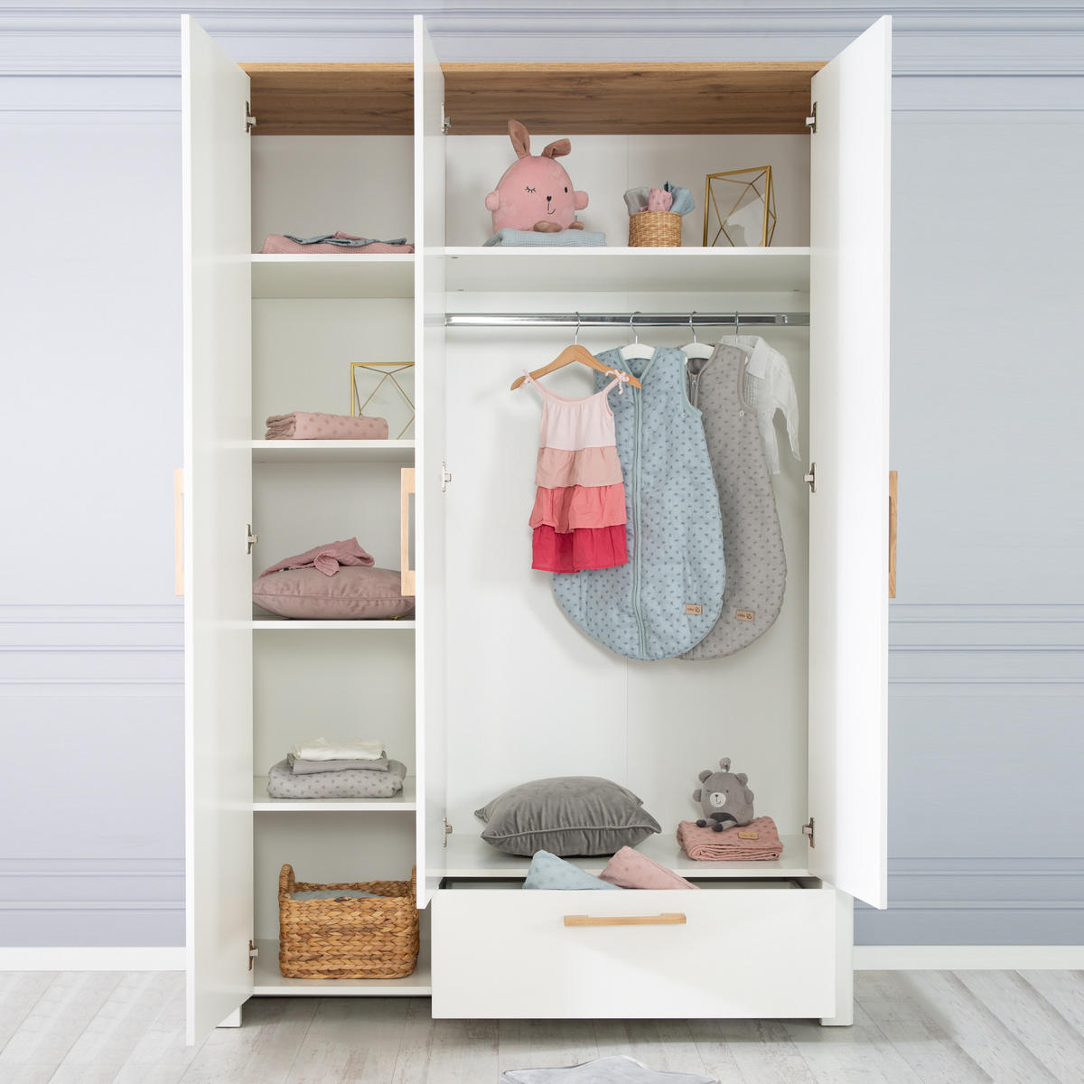 BABYZIMMER-SET Ava 3-teilig - Weiß, Holzwerkstoff (138.5/200/119cm) - Roba