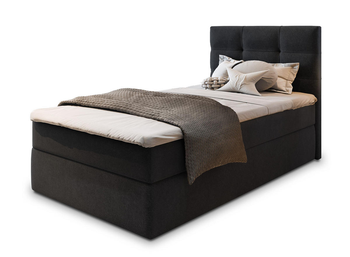 POSTEL BOXSPRING GLOS 80x200 cm, s matrací a úložným prostorem, černá - černá, kompozitní dřevo/textil (80/200cm) - MASSENO