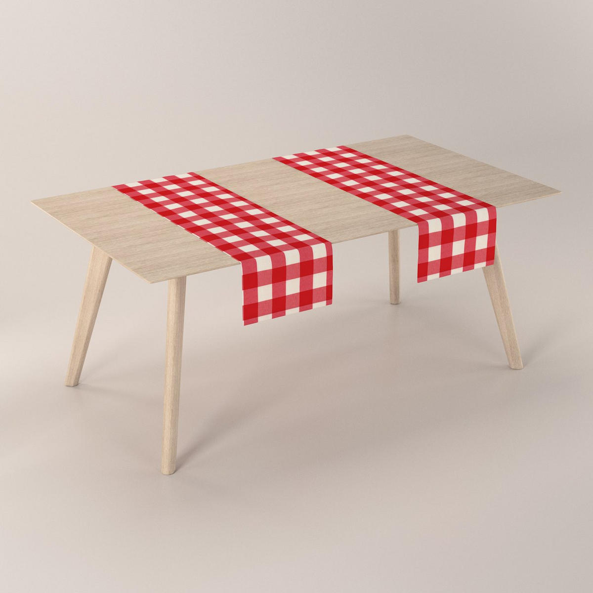 TISCHLÄUFER Quadro, weiß und rot, 40x130 cm - Rot, Textil (40/130cm) - Dekoria