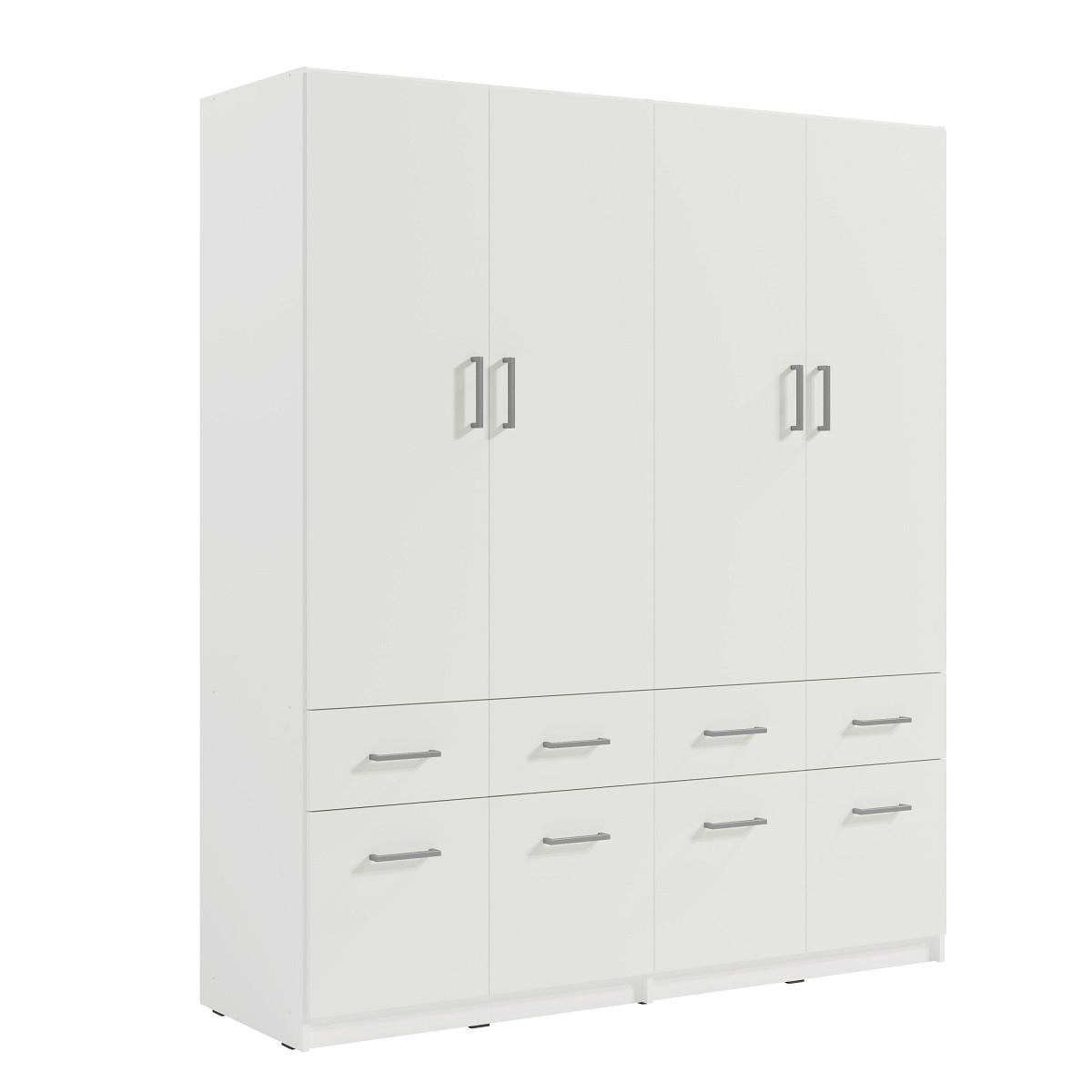Milaros Markt Kleiderschrank Weiß Hochglanz 180x197x53 cm