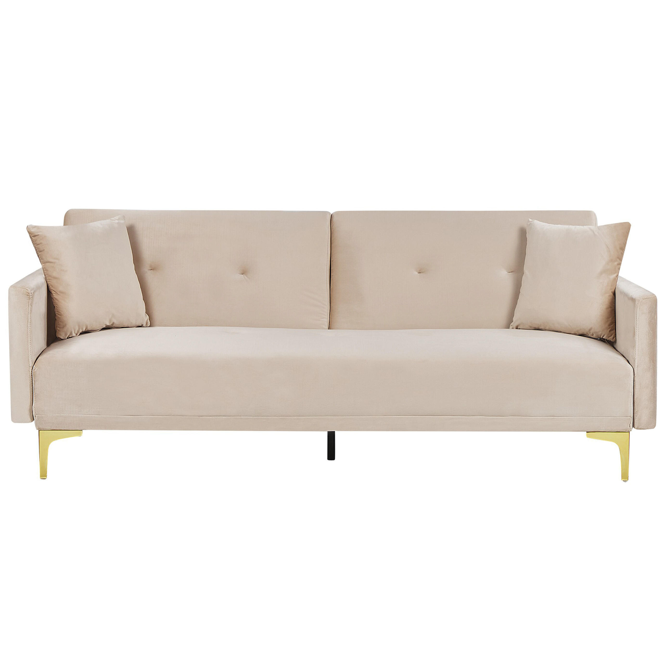 3-SITZER-SCHLAFSOFA Samtstoff Beige Lucan - Beige, Textil (190/75/90cm) - Beliani