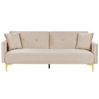 3-SITZER-SCHLAFSOFA Samtstoff Beige Lucan - Beige, Textil (190/75/90cm) - Beliani