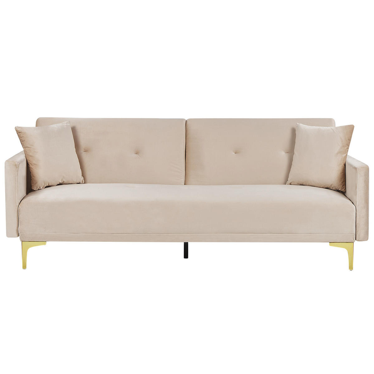 3-SITZER-SCHLAFSOFA Samtstoff Beige Lucan - Beige, Textil (190/75/90cm) - Beliani