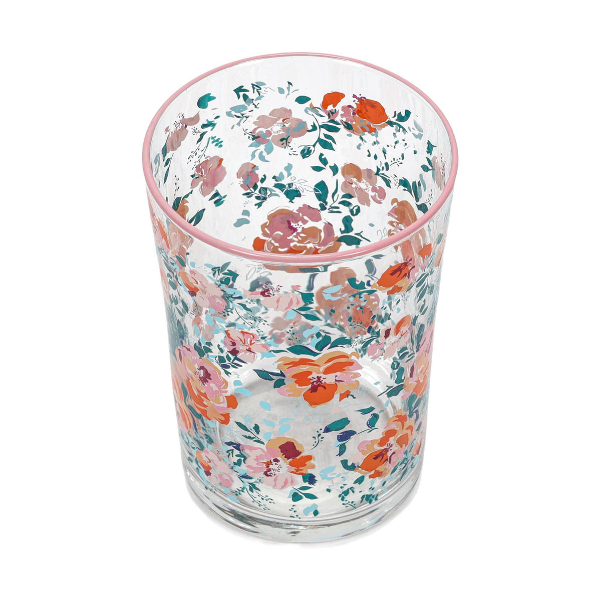 GLAS mit Blumenmuster Rosa 510 ml 8,8/8,8/12 cm - Multicolor, Glas (0.51L) - Excellent Houseware