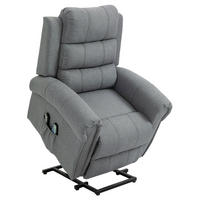 MASSAGESESSEL Wärmefunktion Massagestuhl Aufstehfunktion Fernbedienung Leinen - Grau, Textil (91/106/90cm) - HOMCOM