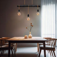 HÄNGELEUCHTE Holz Schwarz 3-flammig höhenverstellbar - Schwarz, Holz/Metall (60/5/120cm) - Globo Lighting