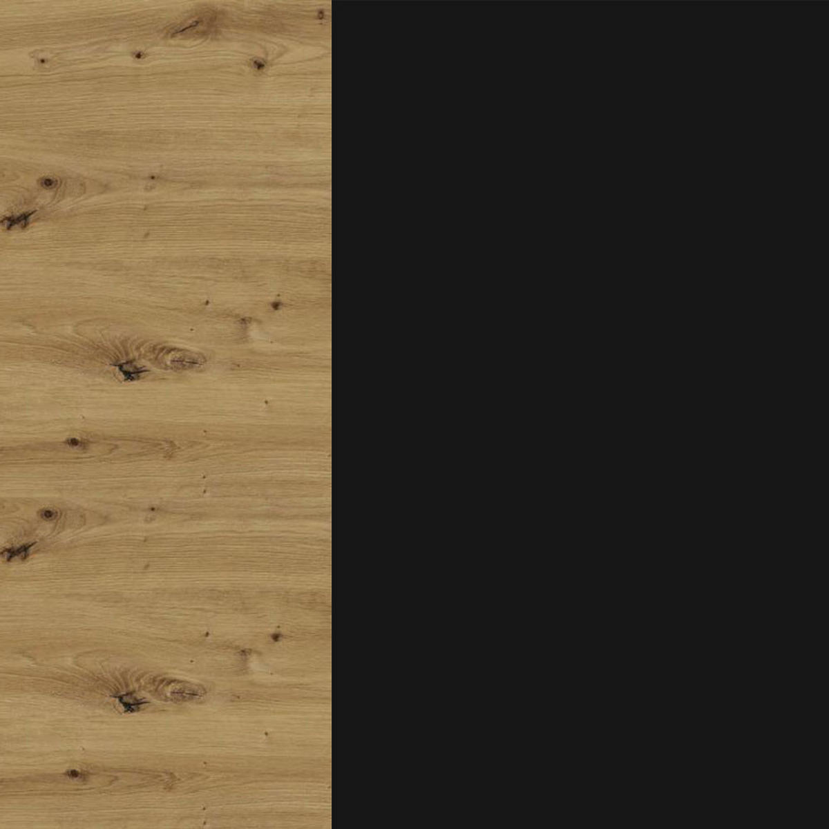 KÜCHENLEERBLOCK Bonn eiche artisan matt / schwarz matt 404 / 60 / 243cm 15-teilig - Schwarz/Braun, Holzwerkstoff/Metall (404/243/59cm) - Feldmann-Wohnen