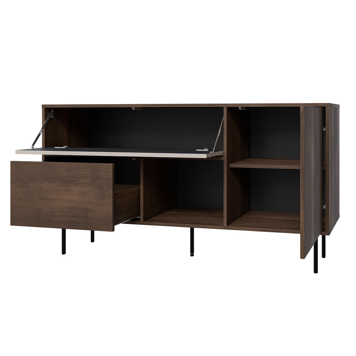 SIDEBOARD Astra Dunkles Holz und Kaschmir - Beige, Holzwerkstoff (151.5/80/40cm) - Petits-meubles