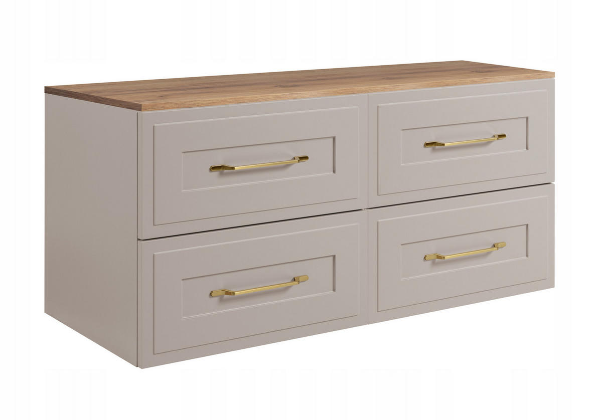 WASCHBECKUNTERSCHRANK CLASSIC 160cm mit Arbeitsplatte Farbe: Eiche Craft Kaschmir - Kaschmir/Eichefarben, Holzwerkstoff (160/58/46cm) - Rodan