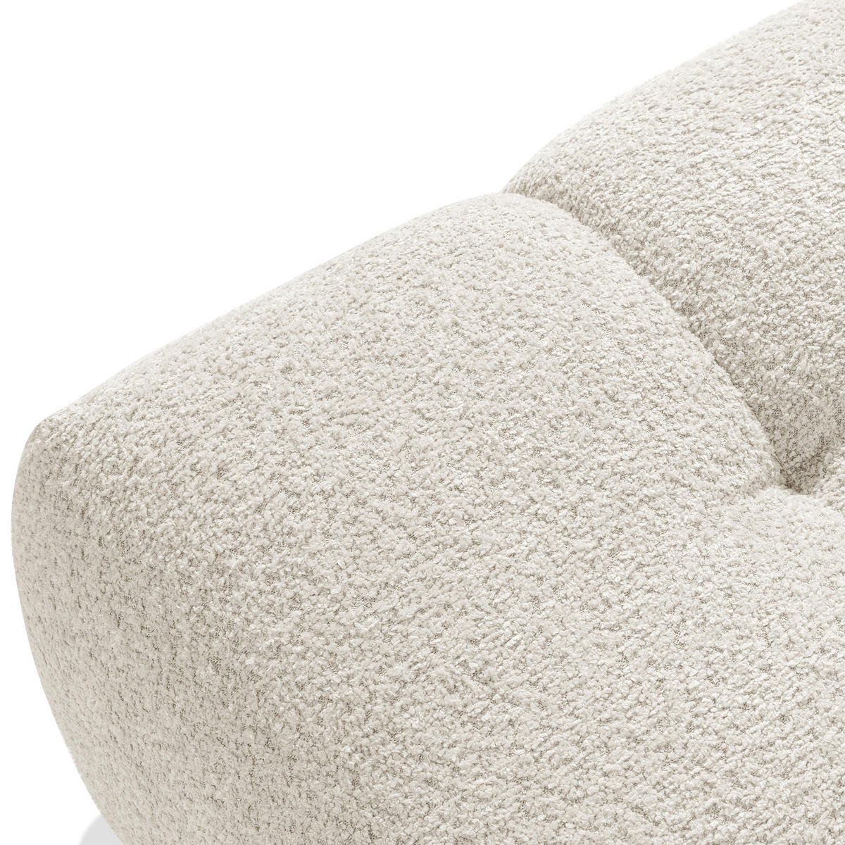 POUF RAVIA, Bouclé, Weiß - Weiß, Holz/Textil (96/45/50cm) - KONSIMO®