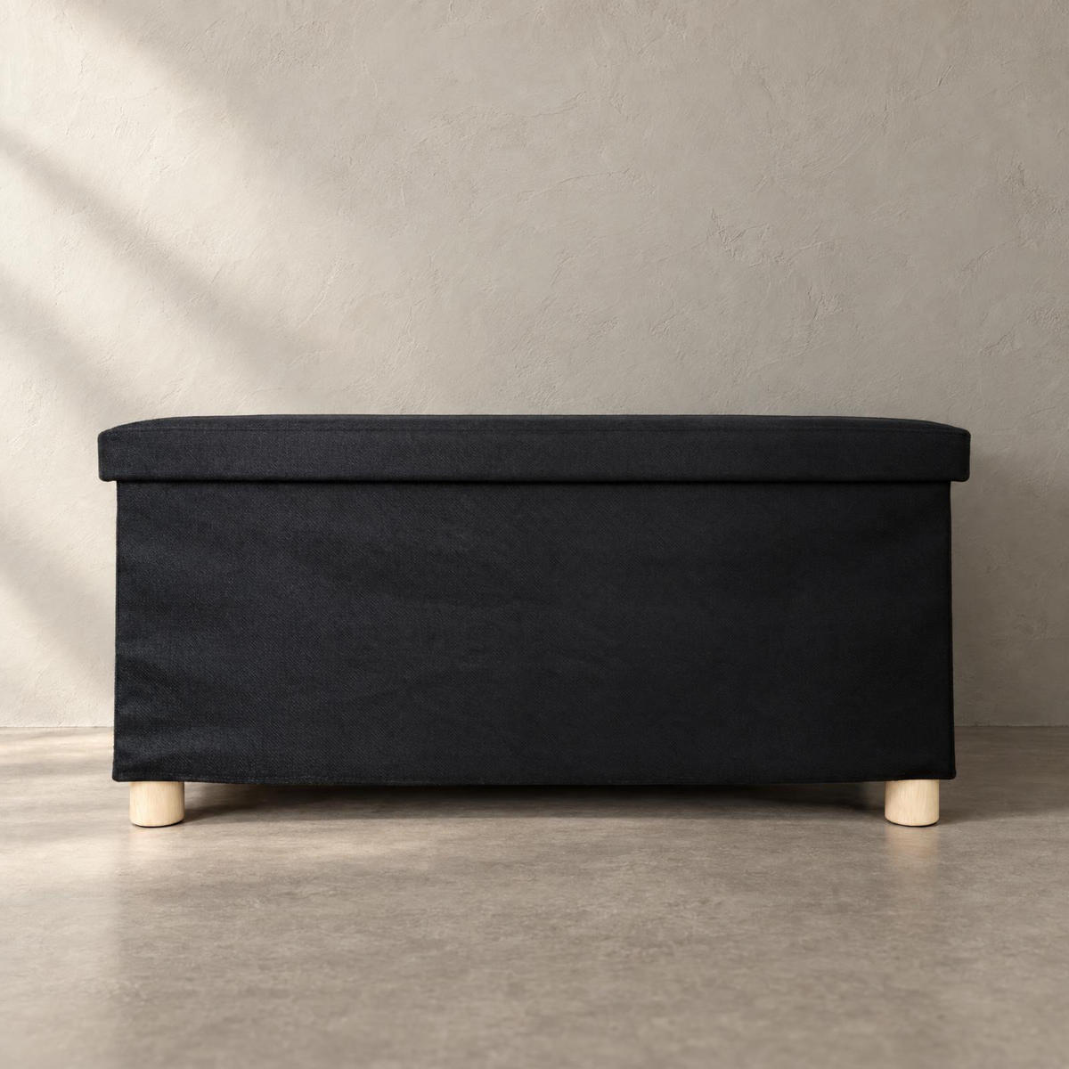 POLSTERHOCKER mit Stauraum rechteckig 76/38/38 cm - Schwarz, Textil (38/38/76cm) - SCENA LIVING
