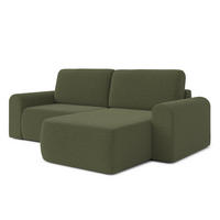 ECKSOFA L Form Otterton Olivgrün 250/180/95 cm Rechts mit Schlaffunktion - Schwarz/Grün, Kunststoff/Textil (250/180cm) - AX Living