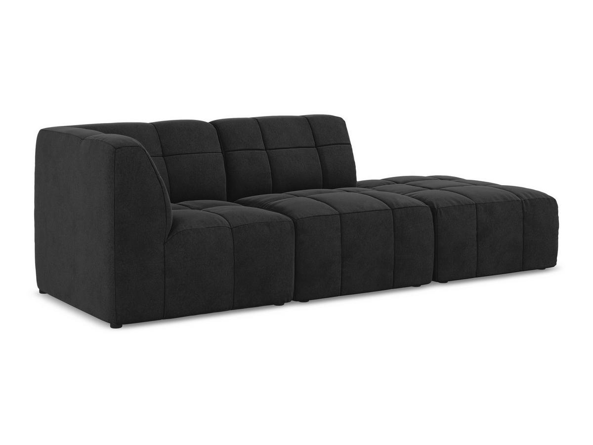 ECKSOFA Rechts Samt Stoff Schwarz - Schwarz, Holzwerkstoff/Kunststoff (240/90cm) - Makamii