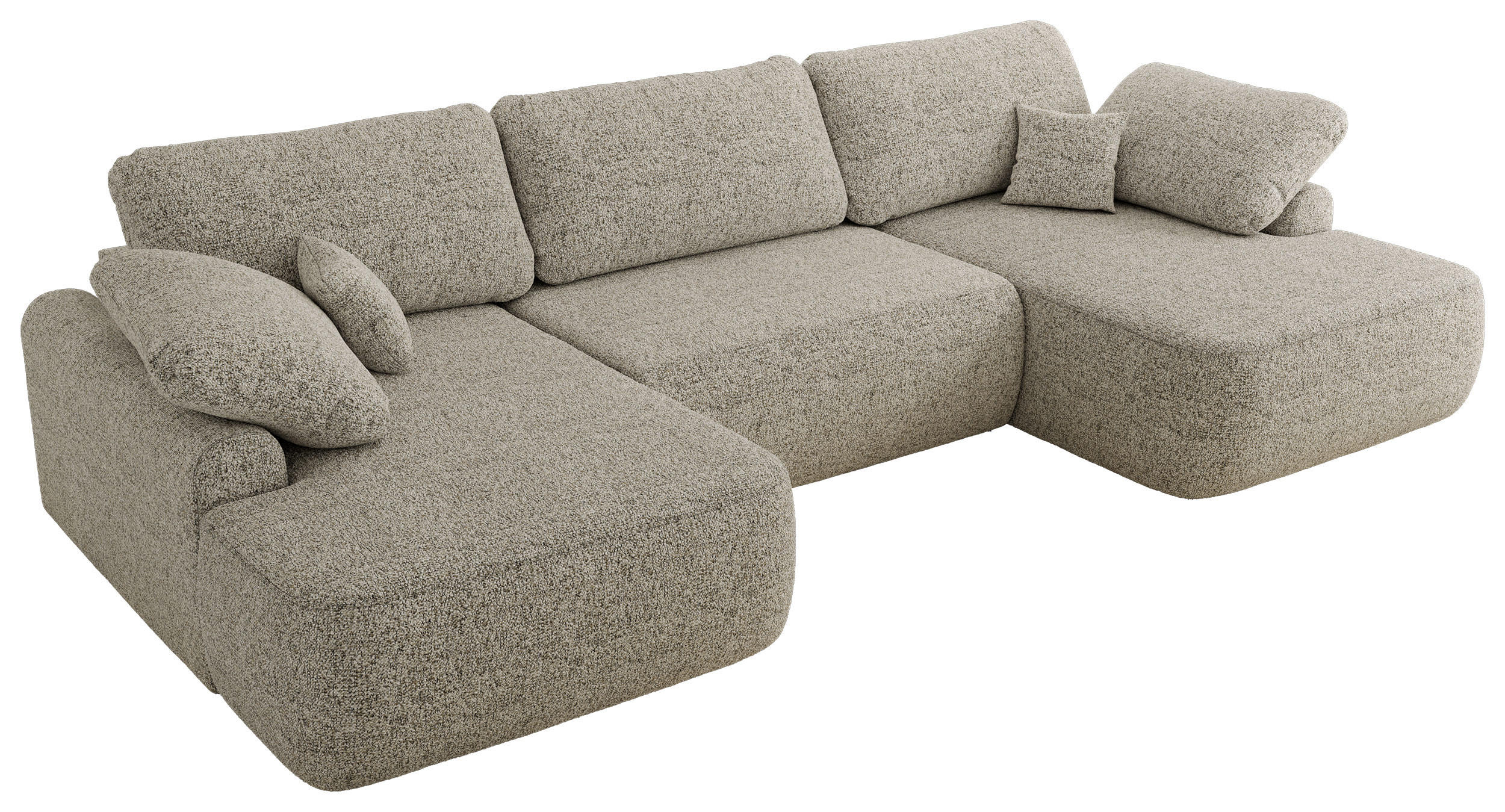 WOHNLANDSCHAFT CUBO U Beige Struktur - Beige/Schwarz, Kunststoff/Textil (370/100/187cm) - MKS