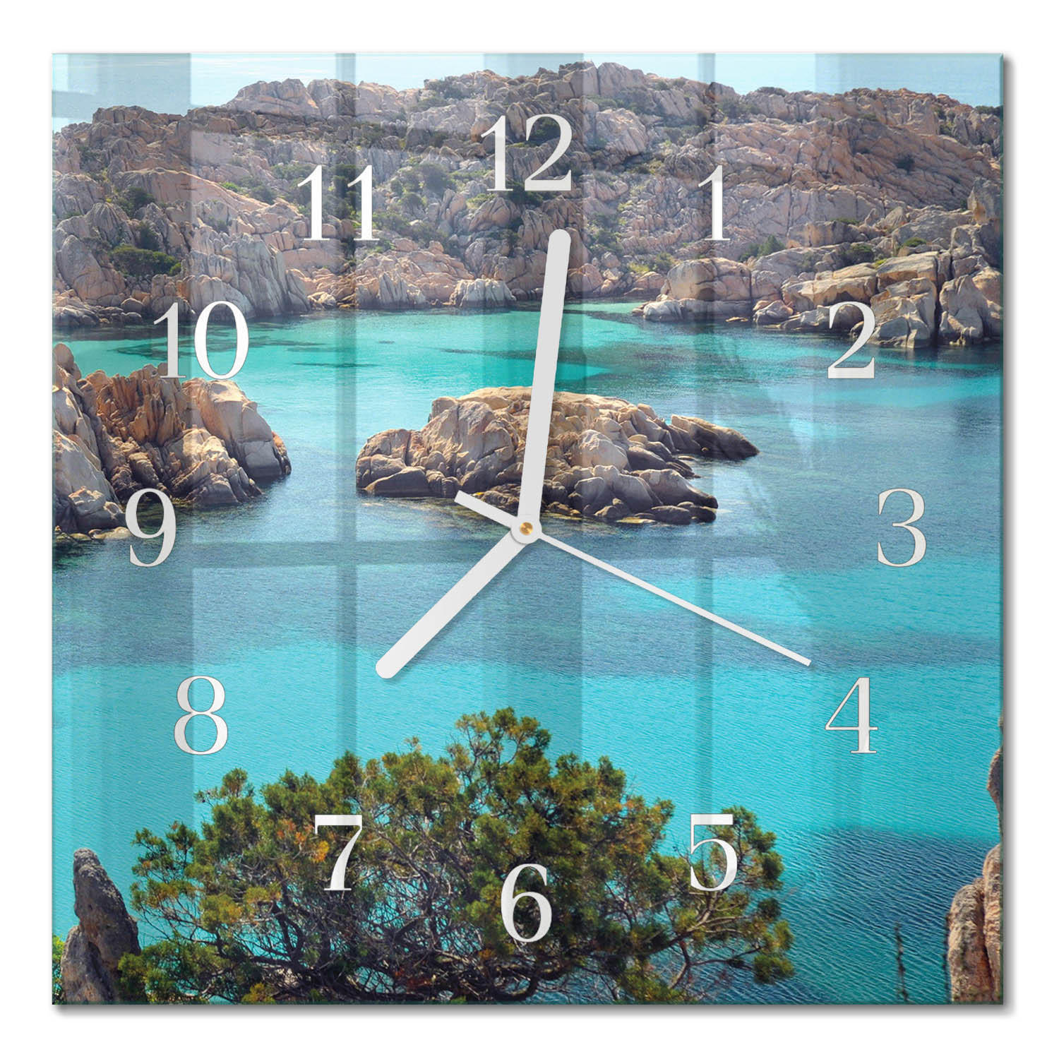 WANDUHR 30x30 cm - Meereslandschaft - Braun, Glas (30/30/0.4cm) - TULUP