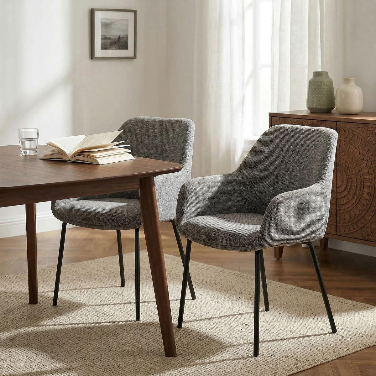 ESSZIMMERSTÜHLE TURSI 2er-Set grau - Grau, Textil (56/83/55cm) - IDIMEX