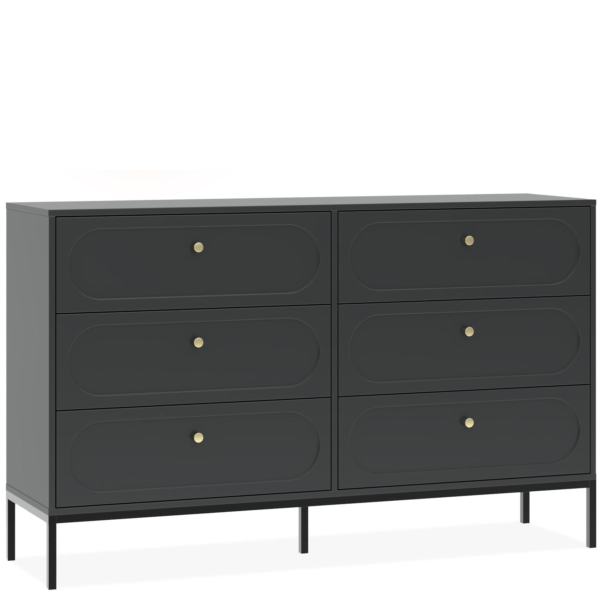 KOMMODE TILA, Schwarz - Schwarz, Holzwerkstoff (150/92/40cm) - KONSIMO®