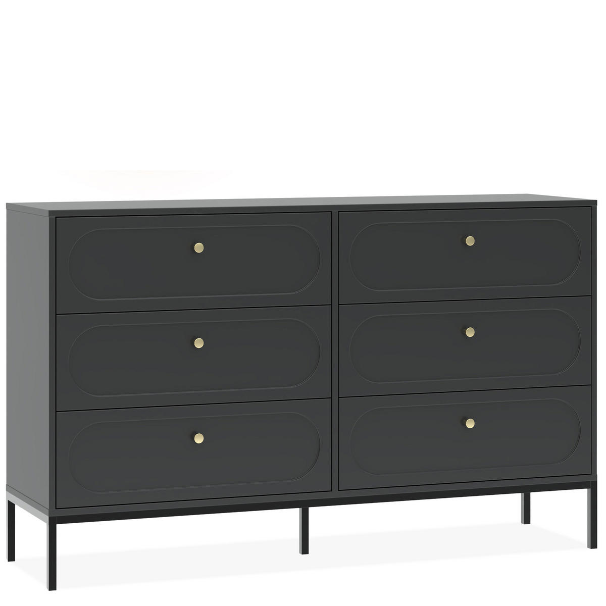 KOMMODE TILA, Schwarz - Schwarz, Holzwerkstoff (150/92/40cm) - KONSIMO®