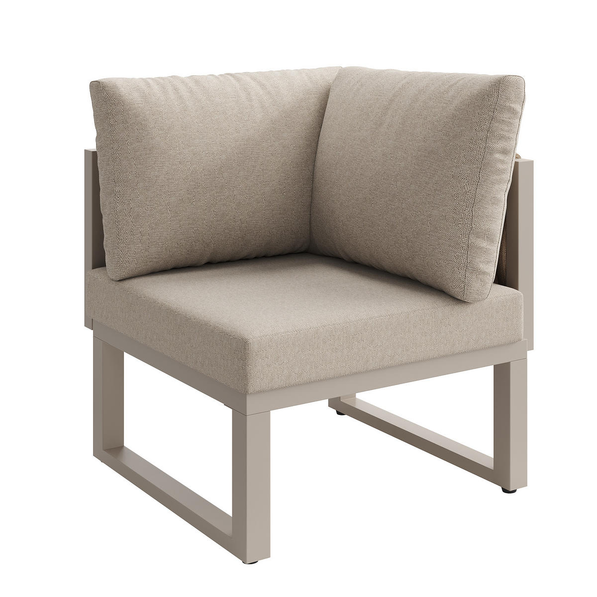 LOUNGEGARNITUR aus Metall & Polyester Beige mit 5-fach verstellbaren Rückenlehnen - Beige, Metall - Modfu