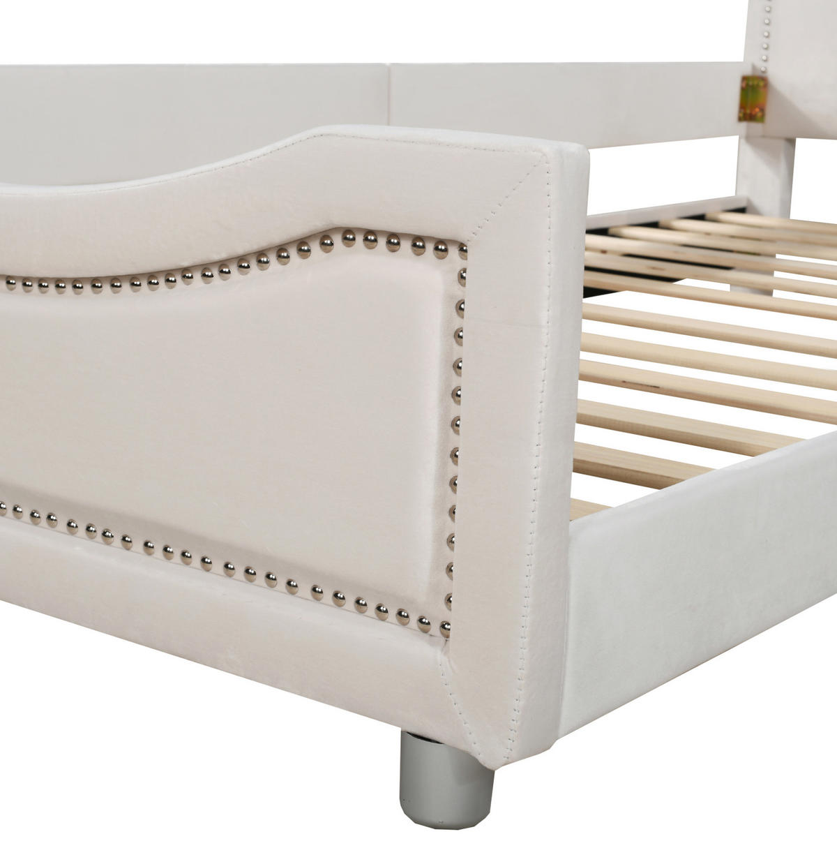 POLSTERBETT 211/94.5/41.5 cm Beige aus Holz mit Rückenlehne - Beige, Holz (90/200cm) - OKMYHOME
