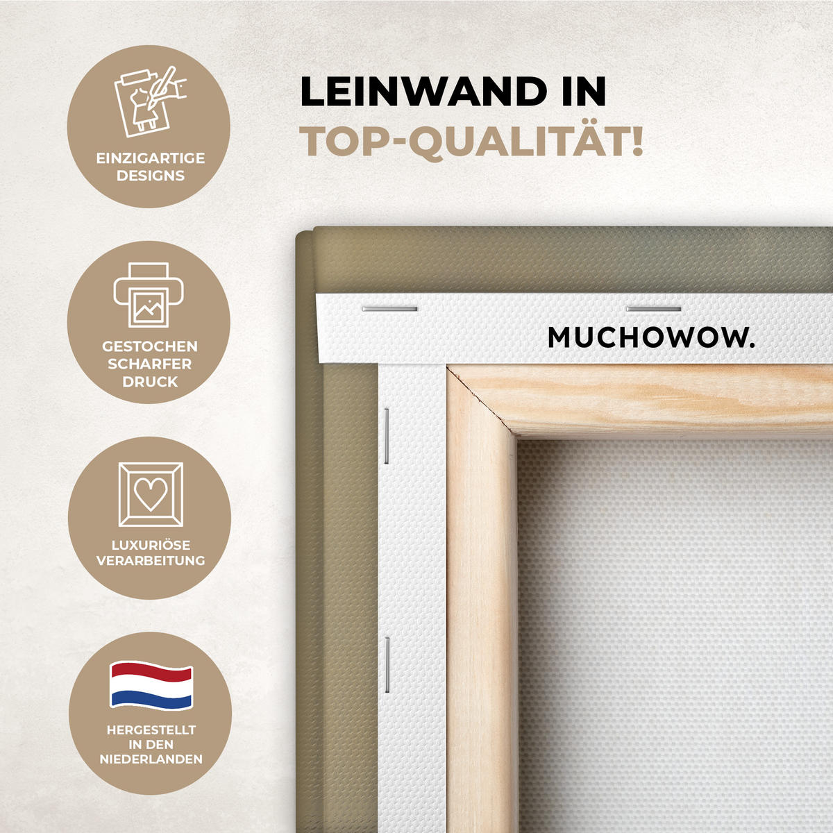 LEINWANDBILD Schaf - Jesus - Pinselstriche - Abstrakt Wanddeko 90x60 cm - Sandfarben, Textil (90/60cm) - MuchoWow