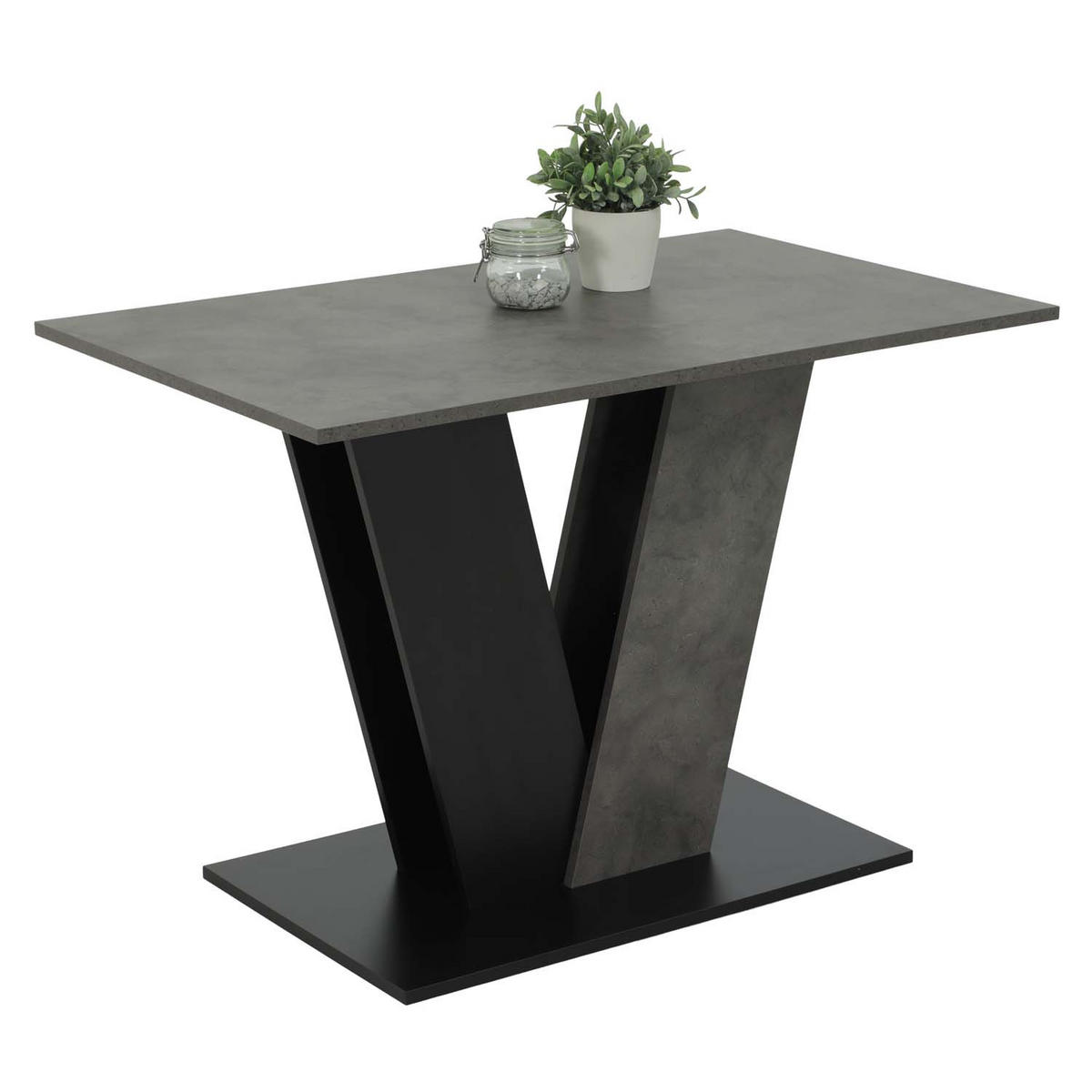 ESSGRUPPE Neelia, 5 tlg. - Tisch Betonoptik, 4 Stühle Anthrazit - Anthrazit/Schwarz, Holzwerkstoff/Textil (140/76/80cm) - Möbel Stellbrink