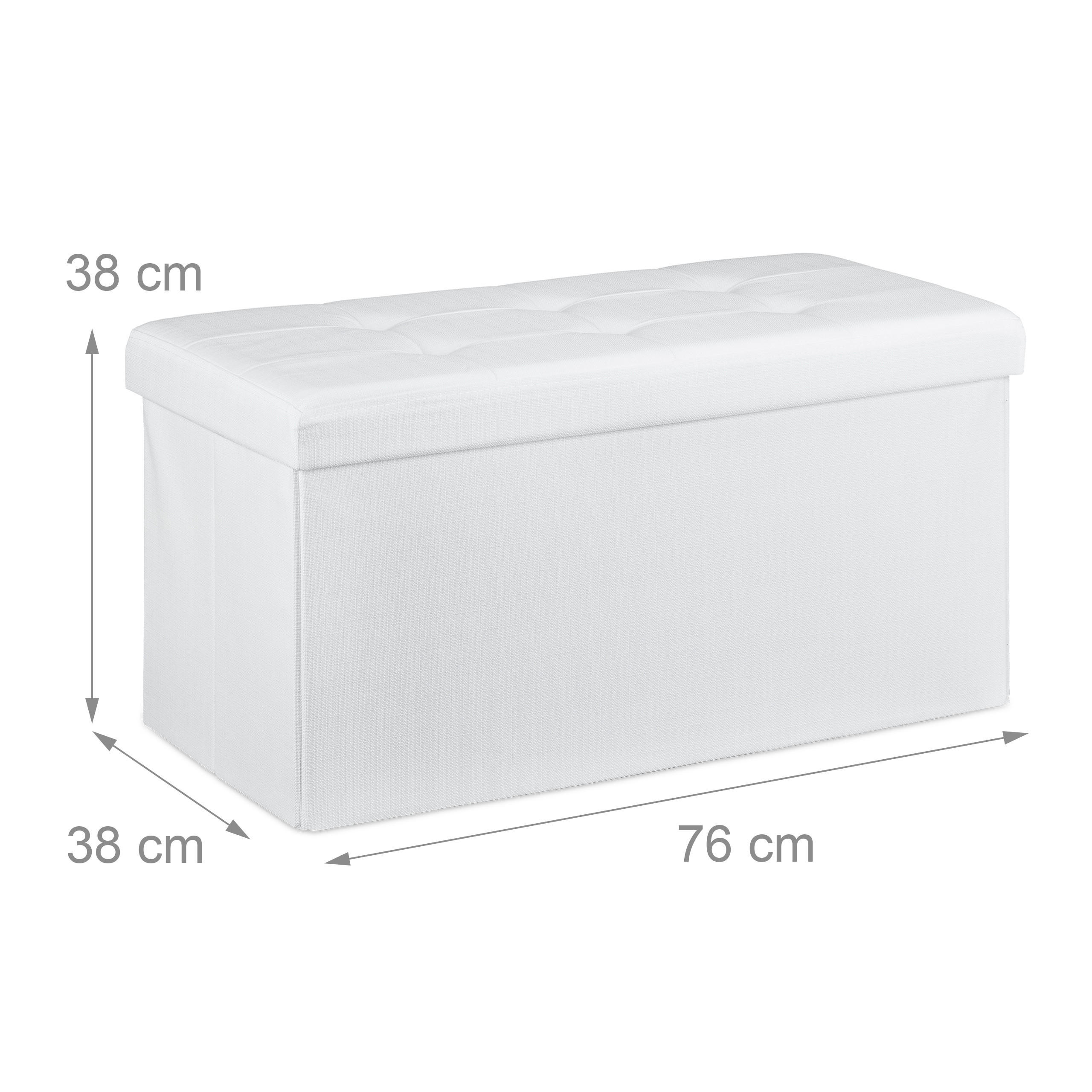 Thumbnail - Relaxdays Faltbare, Weiß, Holzwerkstoff, Textil, 38x38x76 cm, Wohnzimmer, Hocker, Sitzhocker