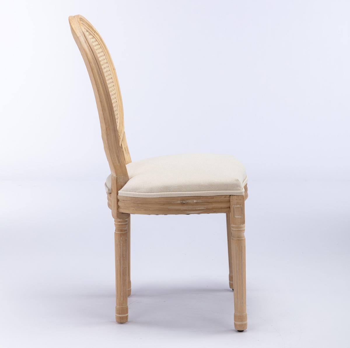 ESSZIMMERSTUHL 2er-Set Französischer Stil Beige Rattan Stoff - Beige, Holz (49/95/59.5cm) - Meubliv