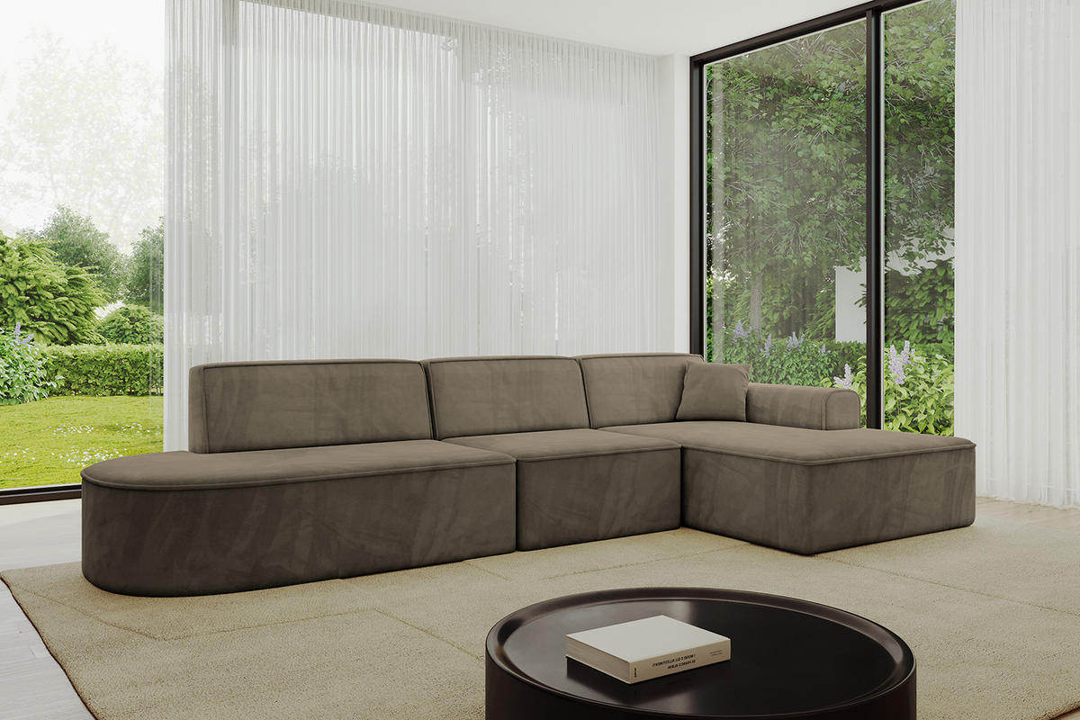 ECKSOFA Ottomane Rechts IREA-L2-v4 - 328x171x79 cm Braun - Braun, Holzwerkstoff/Textil (171/328cm) - ALTDECOR