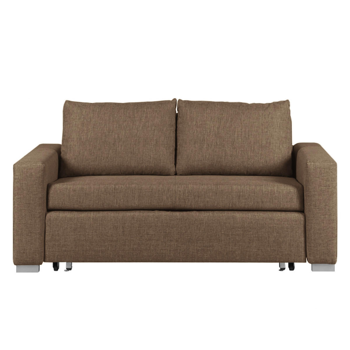 SCHLAFSOFA - Silberfarben/Braun, Textil (153/90/90cm) - home24