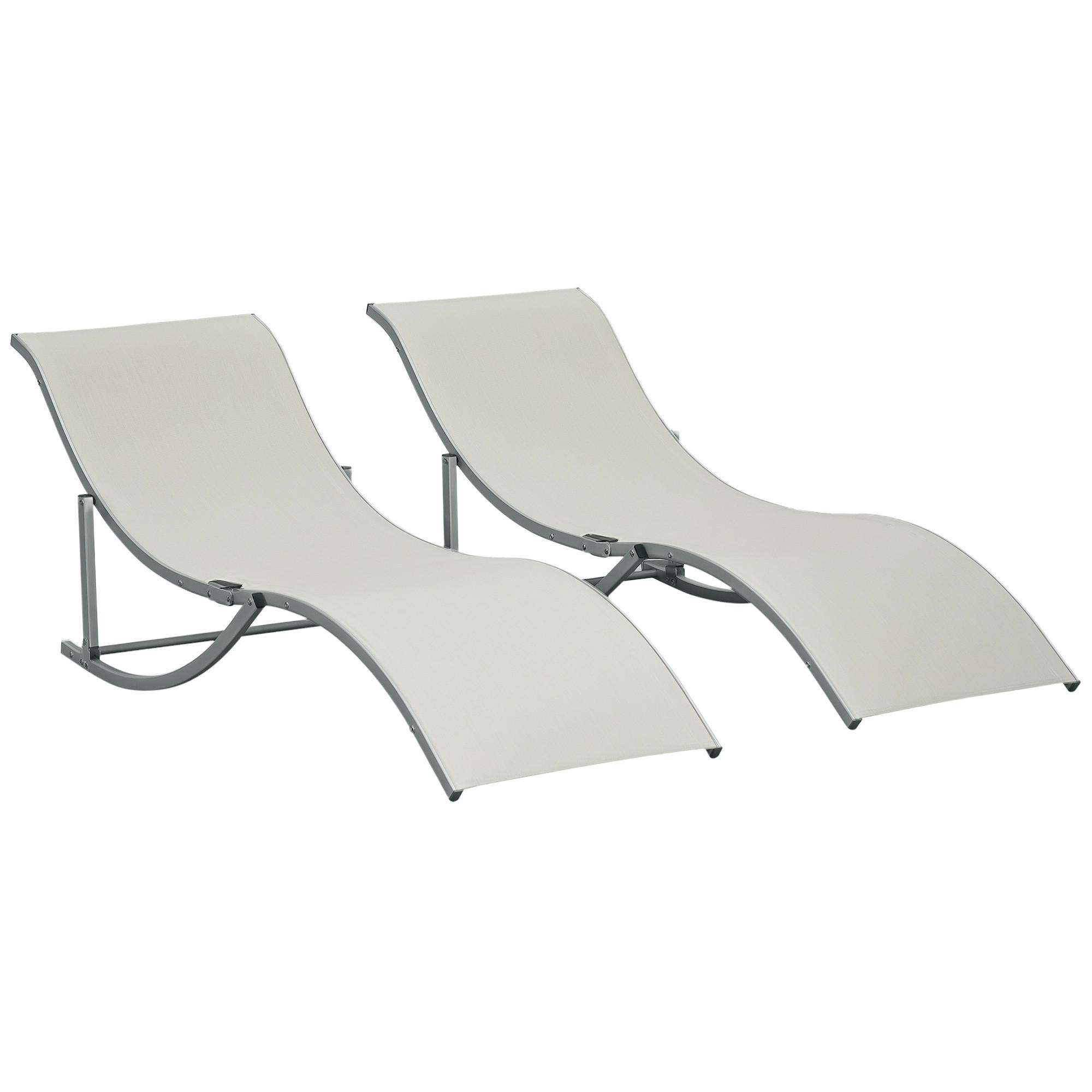 SONNENLIEGE Set mit 2 klappbaren Gartenliegen 61 x 165 x 63 cm - Silberfarben, Metall (165/63/61cm) - Vallsero