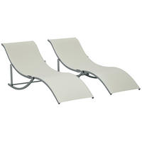 SONNENLIEGE Set mit 2 klappbaren Gartenliegen 61 x 165 x 63 cm - Silberfarben, Metall (165/63/61cm) - Vallsero