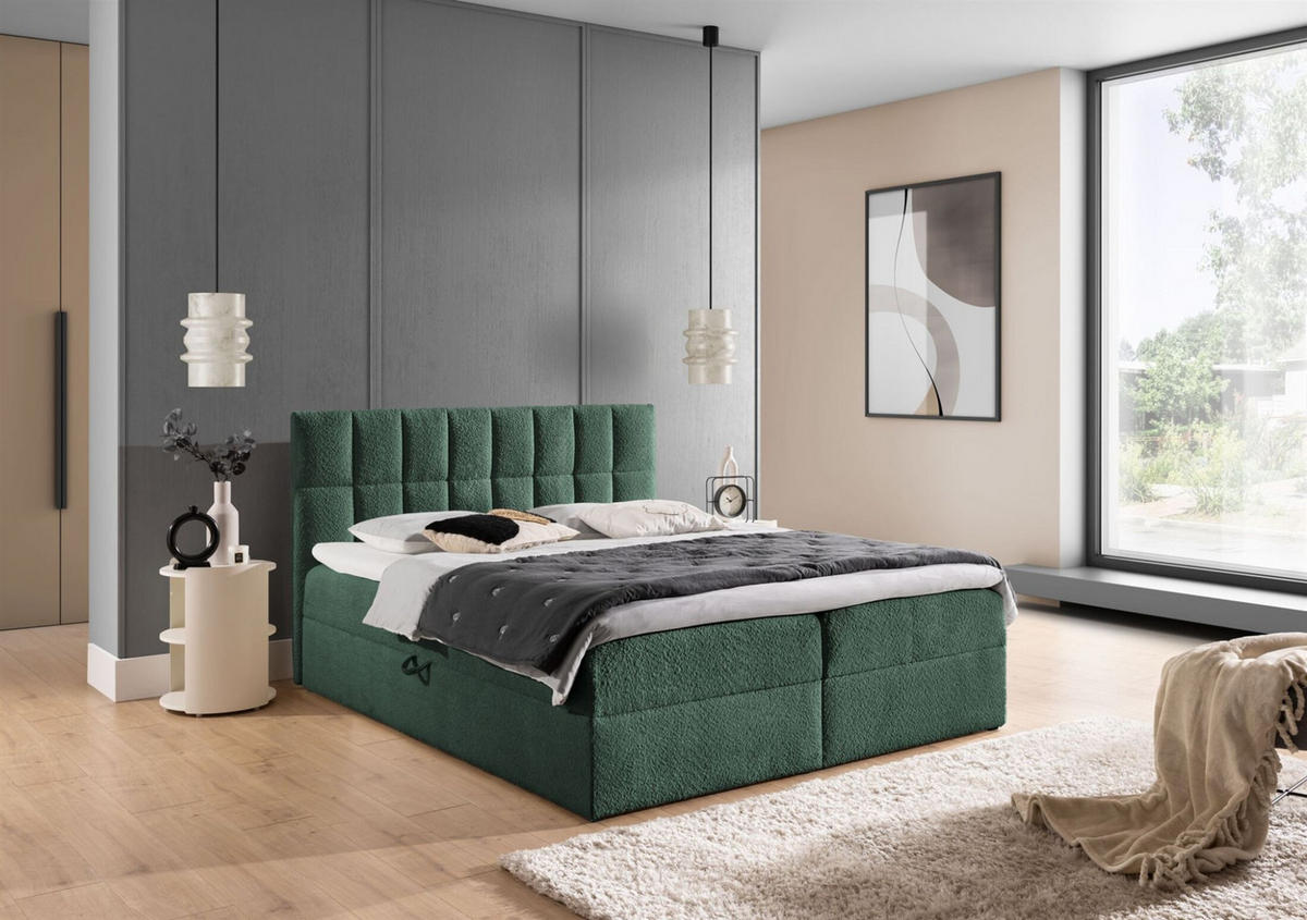 BOXBETT Dominga Premium - Grün, Holzwerkstoff/Textil (200/220cm) - Fun Möbel