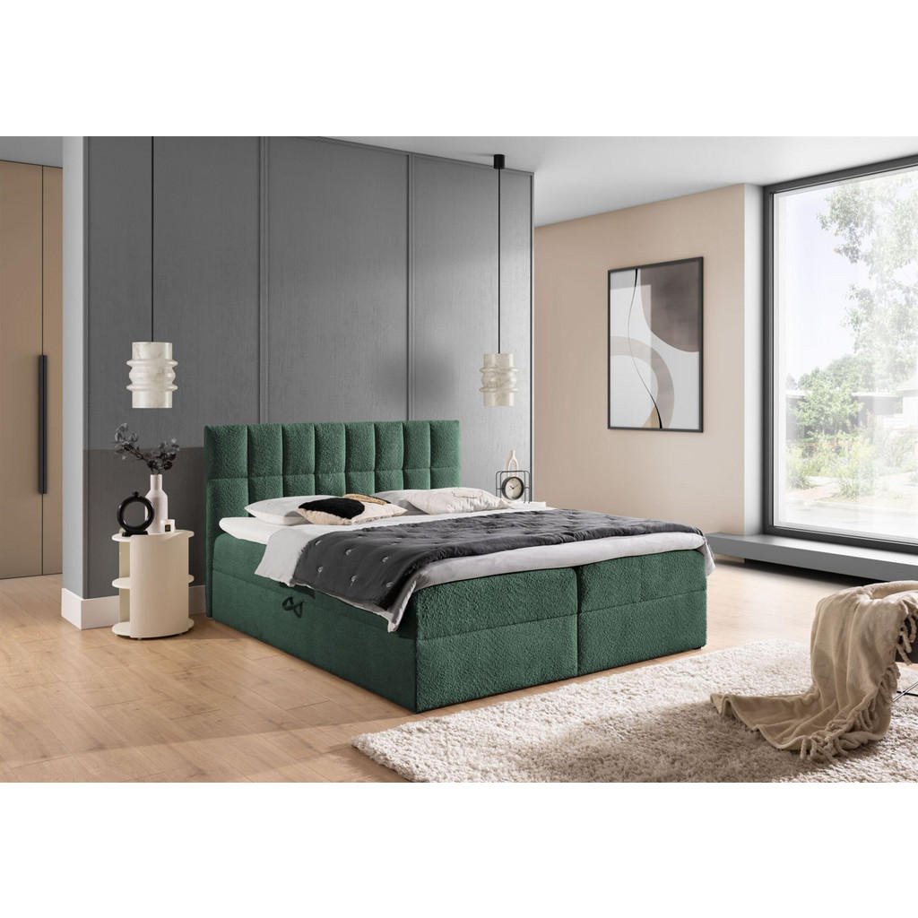 Thumbnail - Fun Möbel Boxbett, Grün, Textil, 160x220 cm, Schlafzimmer, Betten, Boxspringbetten