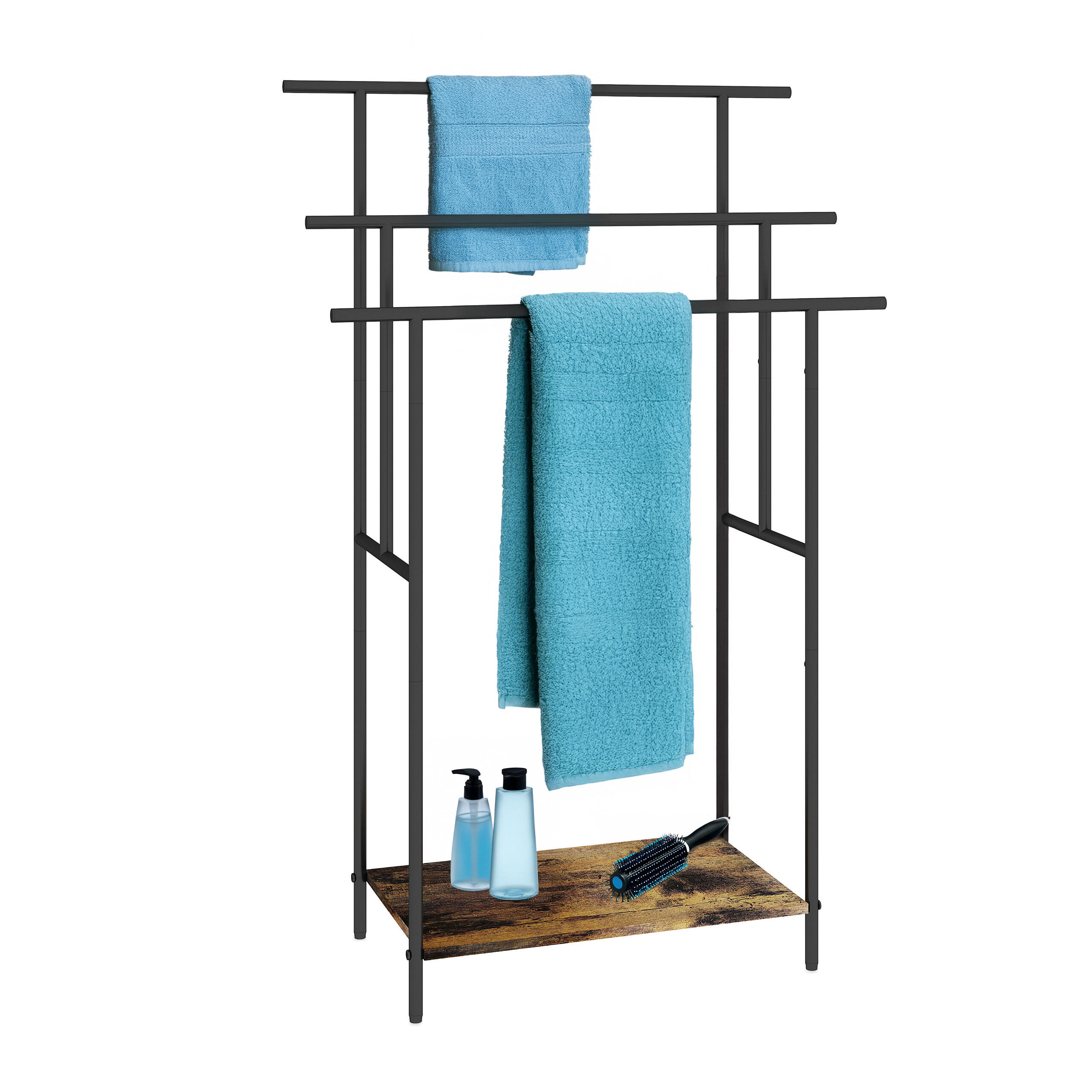 HANDTUCHSTÄNDER - Multicolor, Holzwerkstoff/Textil (68/100/30cm) - Relaxdays