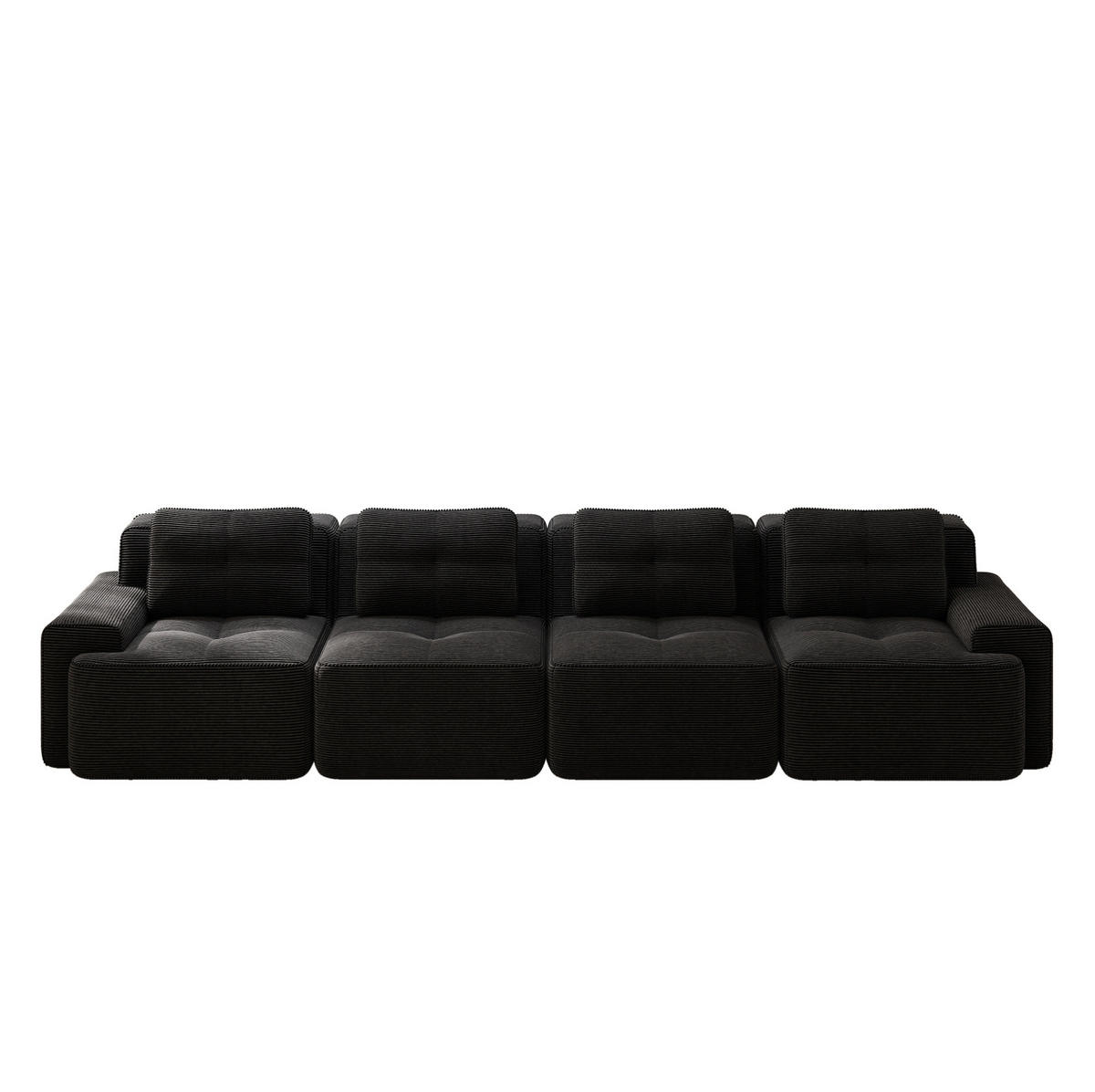 SOFA modular mit Tiefsitz 74 cm Cord Black - Schwarz, Kunststoff (104/69/382cm) - Meubliv