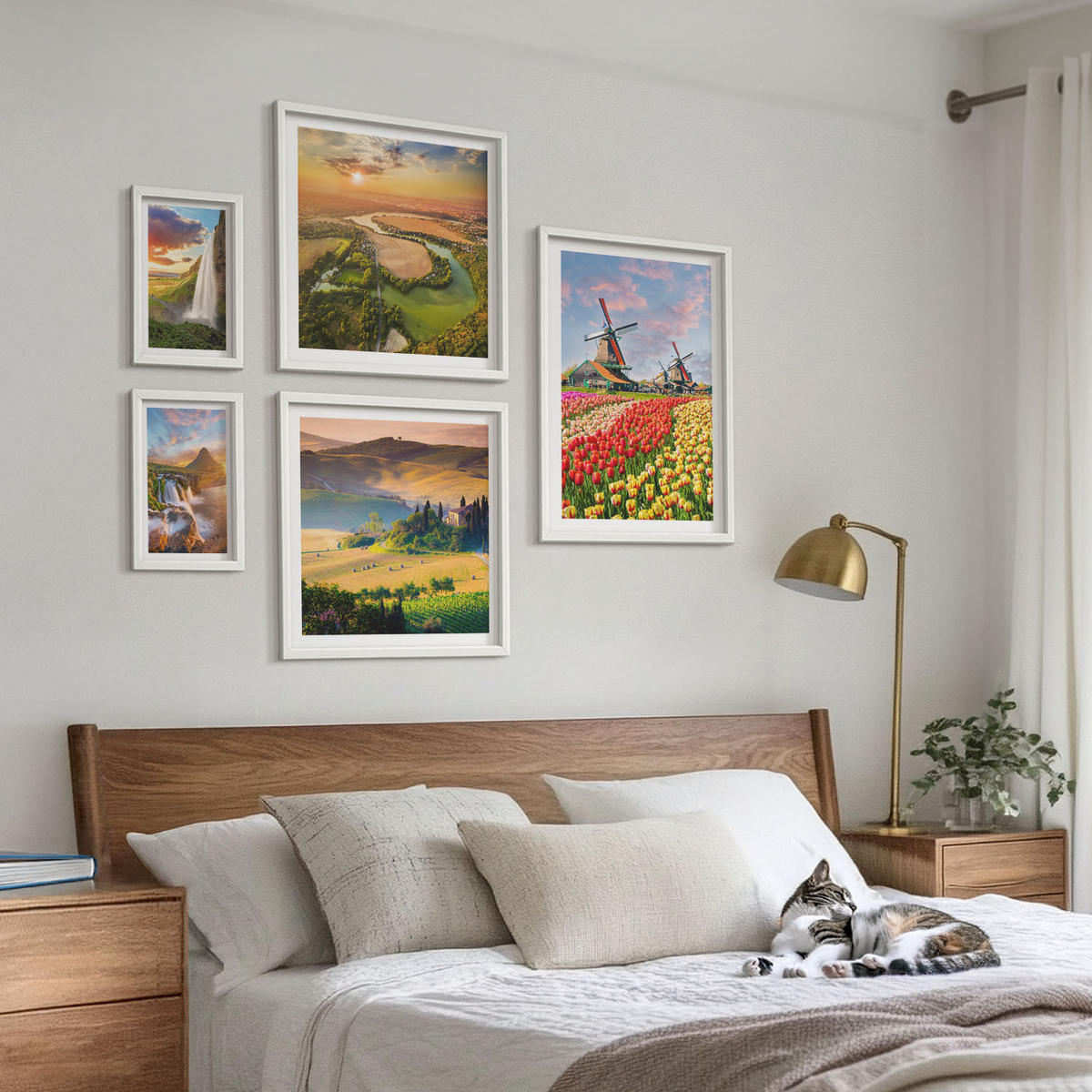 BILDER SET 5er Set - 50x50 cm & 20x30 cm & 40x60 cm Weißer Rahmen - Whisky, Wein, Champagner, Kaffee, Alkohol - Weiß, Kunststoff (40/60cm) - TULUP