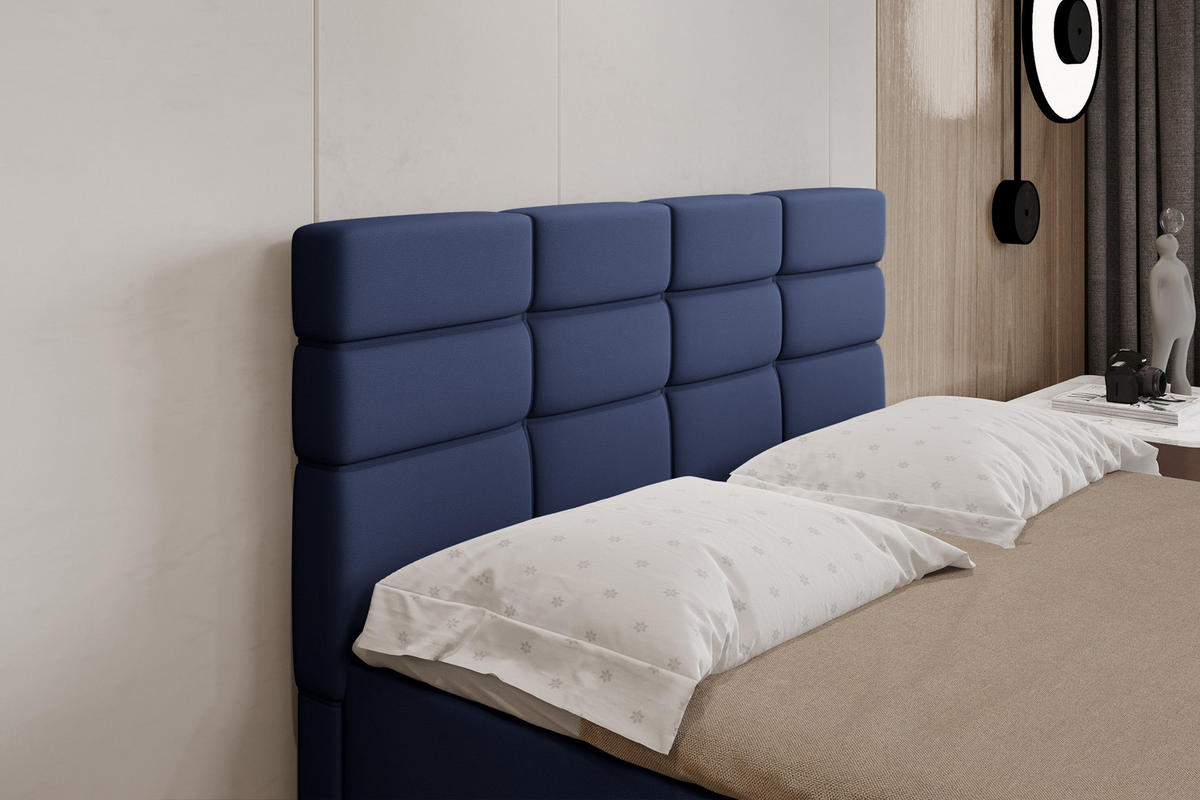 BOXBETT Reve 140 x 200 cm mit Bettkasten und Lattenrost ohne matratze - dunkelblau - Rosa, Holz (140/206cm) - Panda Möbel