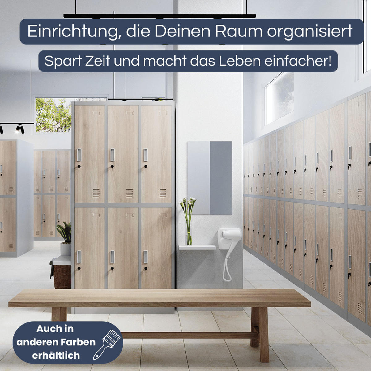 UMKLEIDESCHRANK Spind TOKIO 6 Abteile 185x90x45cm Anthrazit - Anthrazit, Metall (90/185/45cm) - DELUKE