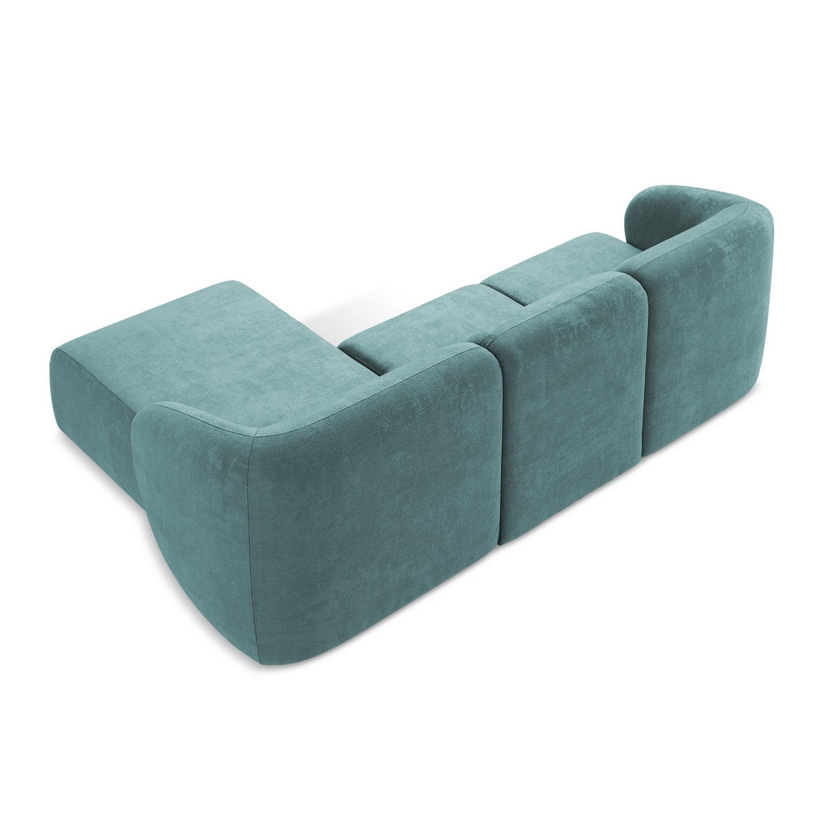 ECKSOFA Rechts Chenille Stoff Blau - Blaugrau/Schwarz, Holzwerkstoff/Kunststoff (248/166cm) - LaMiaSofa