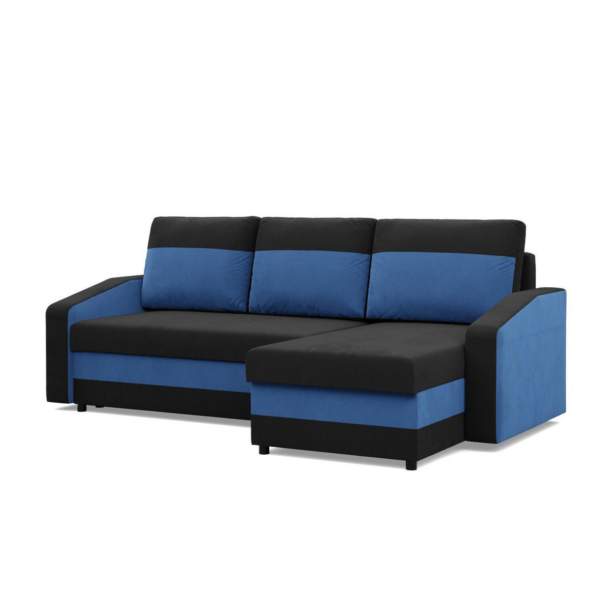 ECKSOFA MIT SCHLAFFUNKTION ORION, Schwarz + Dunkelblau - Multicolor, Textil (231/140cm)