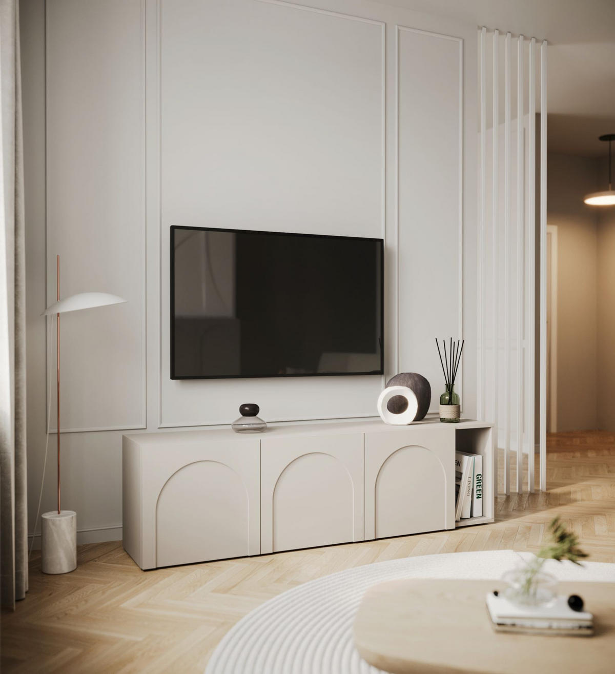 TV stolek Arkadia kašmírově šedý 175/49/35 cm - kašmírová, kompozitní dřevo (175/49/35cm) - Selsey