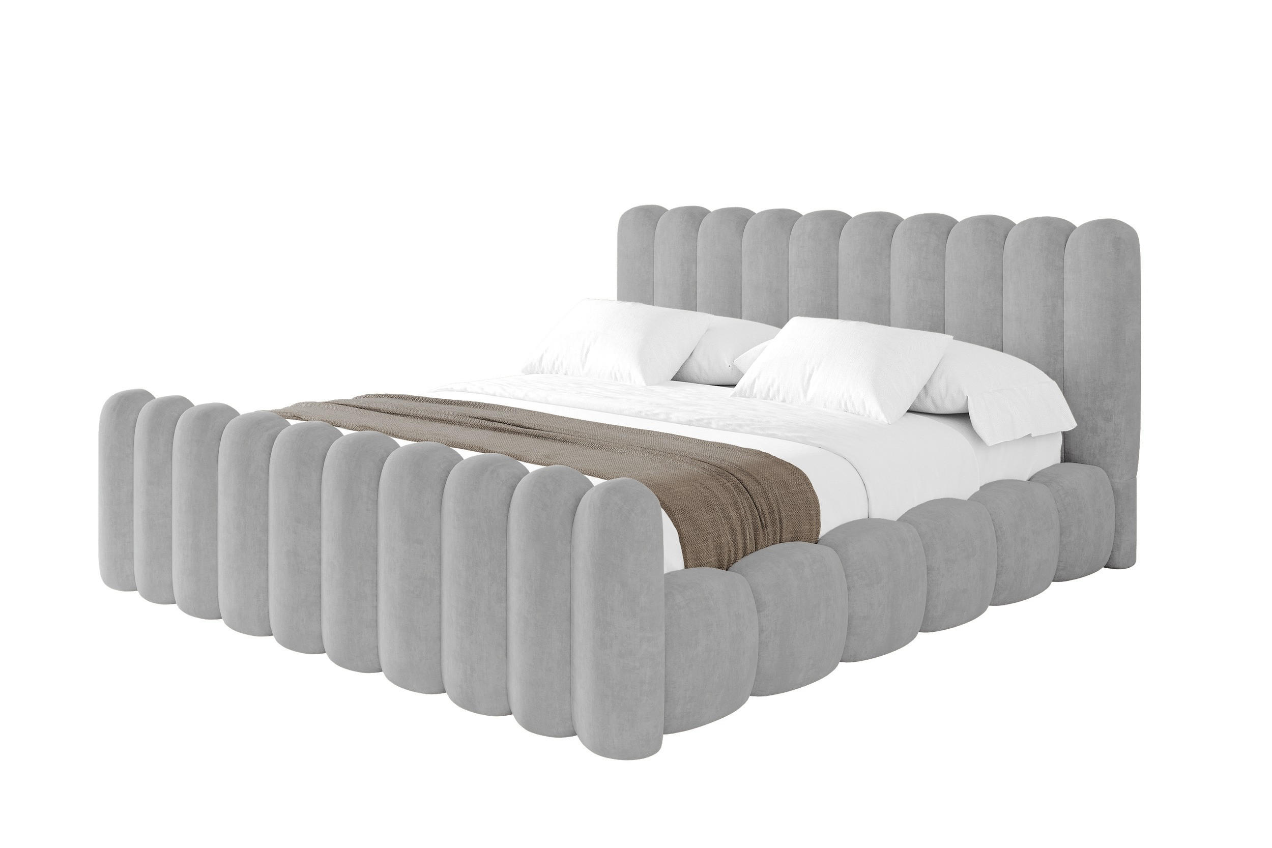 POLSTERBETT mit Bettkasten, Fußteil und Lattenrost, Boxbett ohne Matratze - SENA-Z 180x200 Hellgrau - Hellgrau, Holzwerkstoff/Textil (180/200cm) - ALTDECOR
