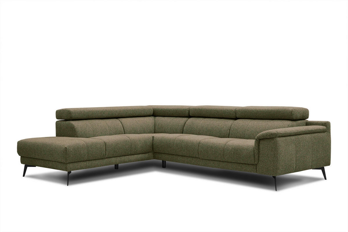 ECKSOFA FIERO 5-Sitzer, olivgrün - Schwarz/Olivgrün, Holzwerkstoff/Textil (158/269cm) - Courtois Laville