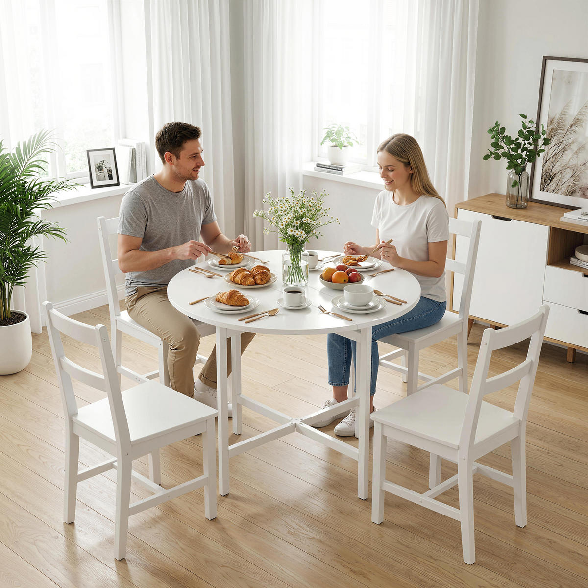 ESSTISCH Weiß 1 Stück - Weiß, Naturmaterialien (80/80/76cm) - GiPP