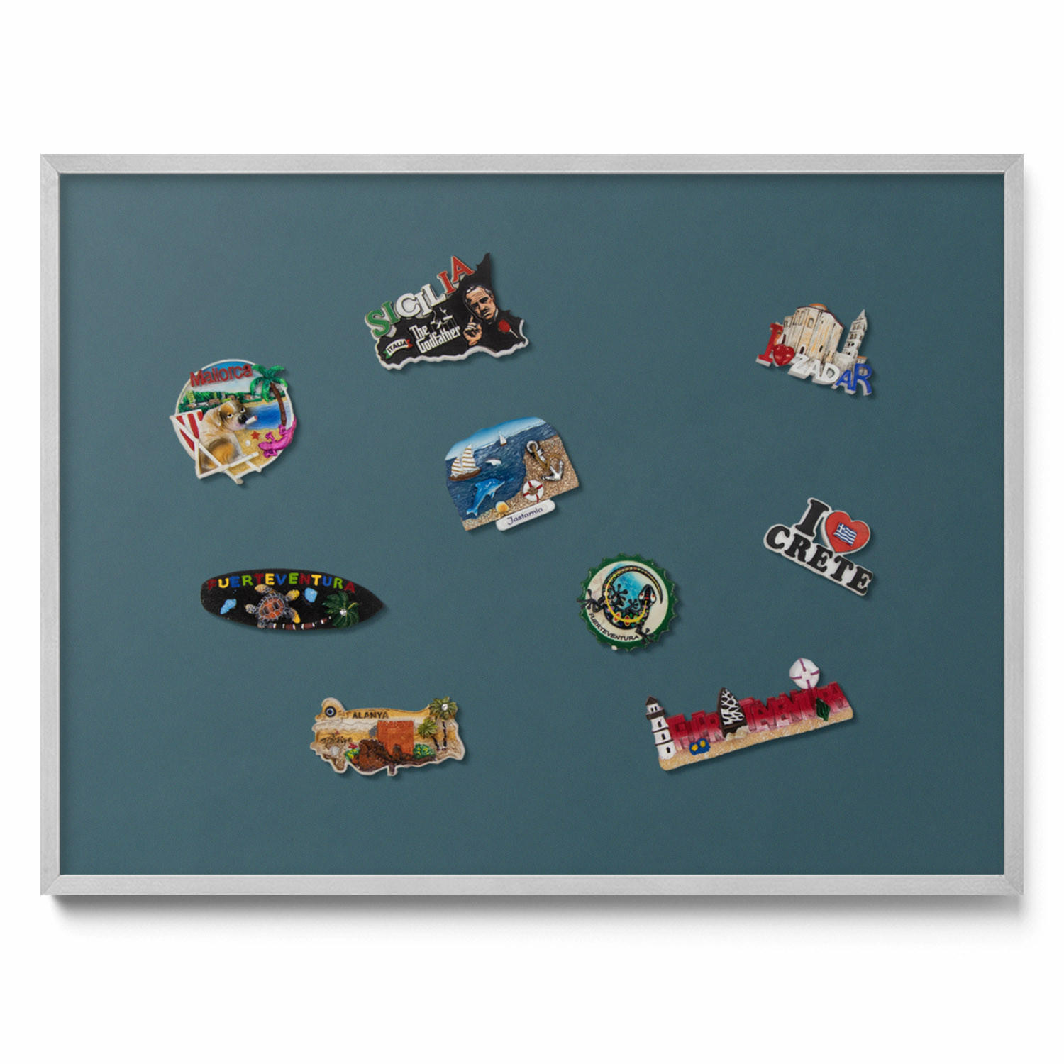 MAGNETTAFEL 80x60 cm Silberner Rahmen Dunkles Petrol - Smaragdgrün, Metall (80/60/0.4cm) - TULUP