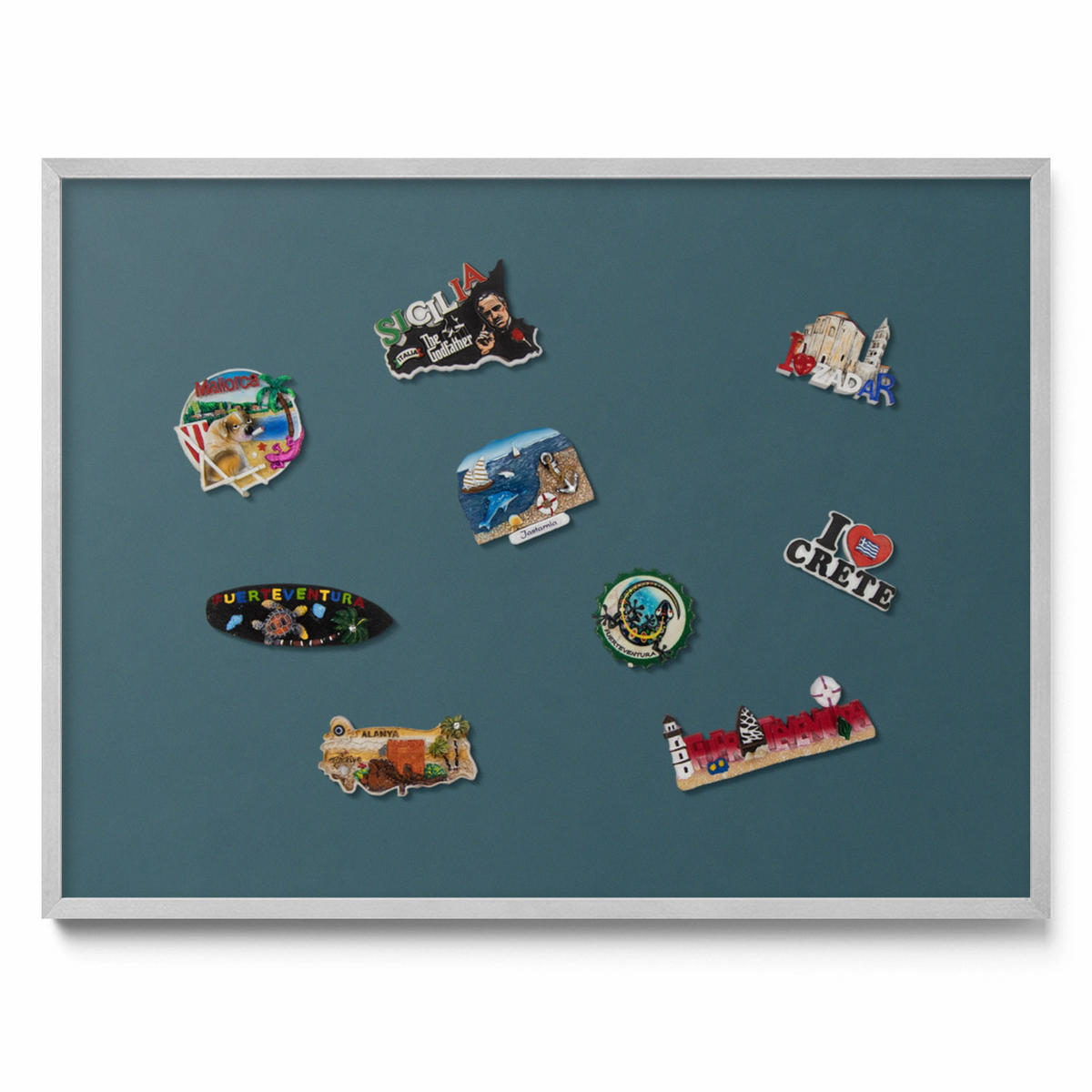 MAGNETTAFEL 80x60 cm Silberner Rahmen Dunkles Petrol - Smaragdgrün, Metall (80/60/0.4cm) - TULUP