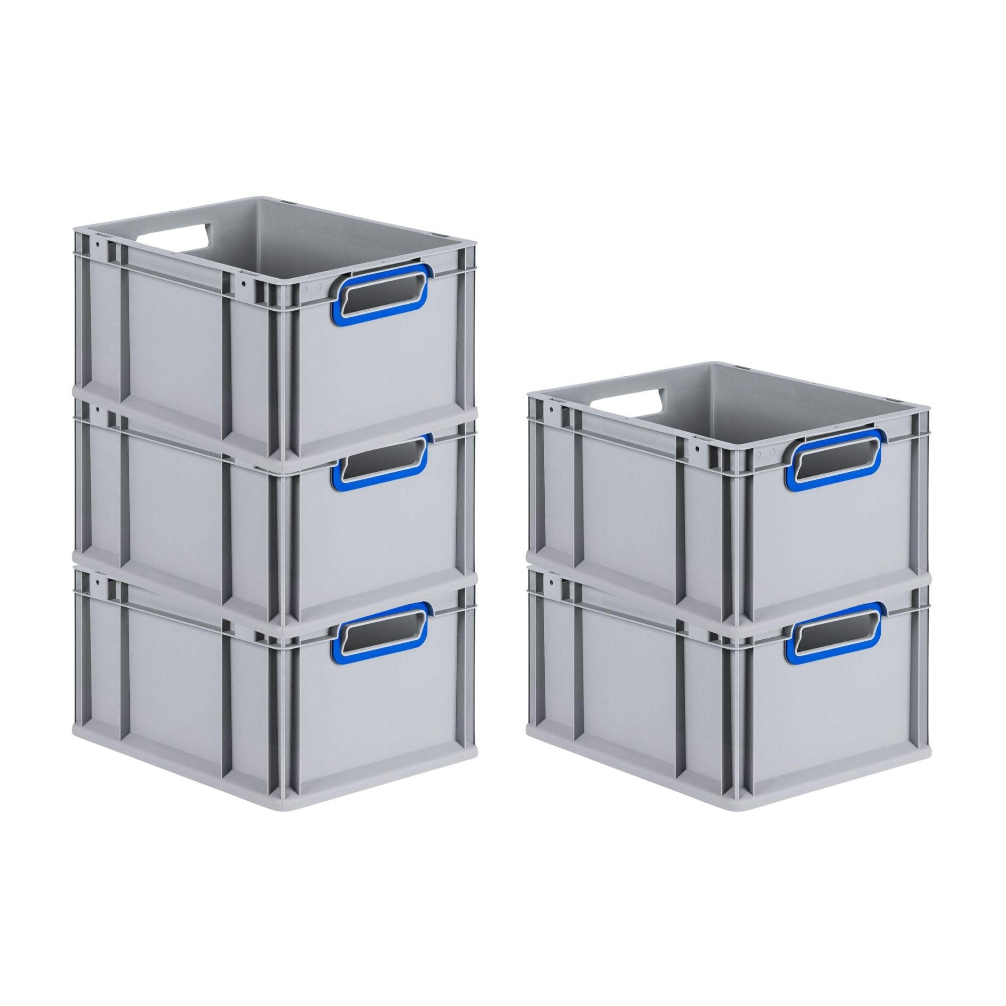 EUROBOX 5x Nextgen Color 22x30x40cm 20 Liter Griffe Blau Offen - Blau, Kunststoff (30/22/40cm) - PROREGAL